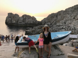 Joy with kids on Italian coast
