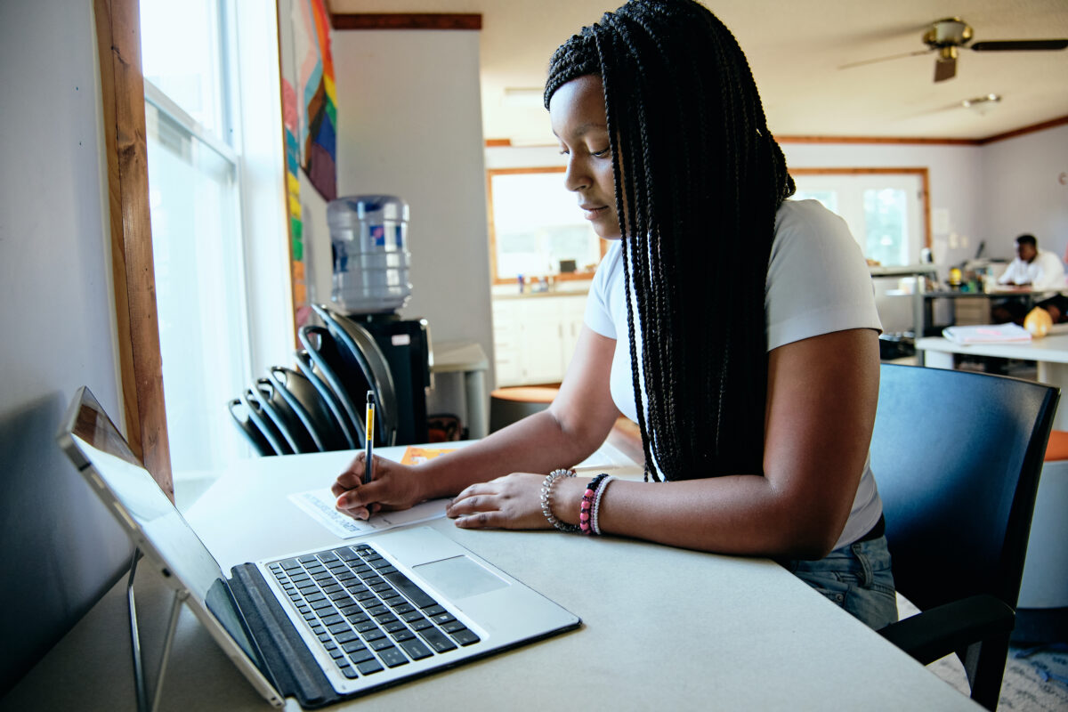 Girl doing homework